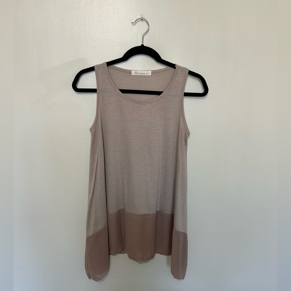 O2 COLLECTION | Sleeveless Flowy Taupe and Brown Tank Top